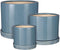 Mica Decorations Milan Pot Met Schotel - H26 x Ø31,5 cm - Set van 3 - Keramiek - Donkerblauw