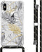 iMoshion Hoesje Geschikt voor iPhone Xs / X Hoesje Met Koord - iMoshion Design Hoesje met Koord - Goud / Zwart / Transparant / Glamour Botanic