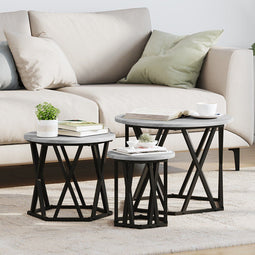 vidaXL - Nesting - Bijzettafels - 3 - stuks - Grijs - Sonoma - Hout
