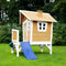 AXI Robin Speelhuis in Bruin/Wit - Met Verdieping en Blauwe Glijbaan - Speelhuisje voor de tuin / buiten - FSC hout - Speeltoestel voor kinderen