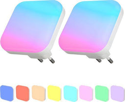 Quality Needz LED Nachtlamp - Dag/nachtsensor - 8 Kleuren - Energiezuinig - (2 stuks)