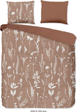 Good Morning Dekbedovertrek "bloemen" - Terra - (240x200/220 cm) - Katoen