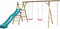 Swingking Houten Schommel Noortje | Schommelset met Glijbaan, Dubbele Schommel en Klimtouw | Schommel voor Buiten in de Tuin | FSC Hout - Glijbaan Turquoise blauw