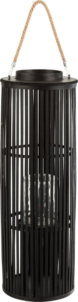 J-Line lantaarn Tube - bamboe - zwart - large