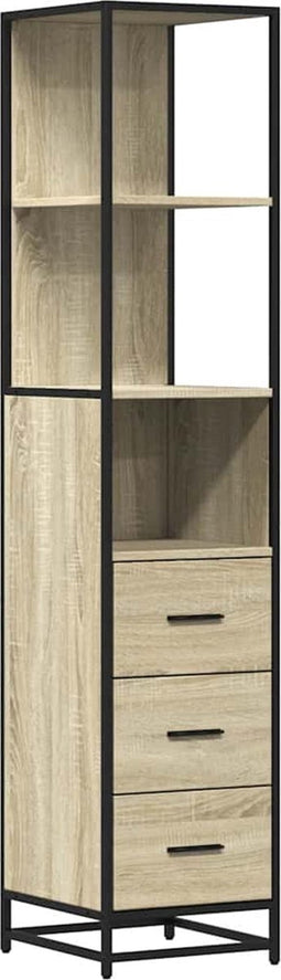 vidaXL - Badkamerkast - 35x37,5x166 - cm - bewerkt - hout - sonoma - eikenkleurig