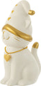 J-Line figuur Kat Hart Hat Dolomiet - porselein - wit/goud - large