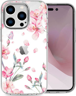 imoshion Hoesje Geschikt voor iPhone 14 Pro Hoesje Siliconen - imoshion Design hoesje - Roze / Blossom Watercolor