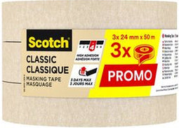 Afplaktape scotch classic 24mmx50m beige | 8 stuks