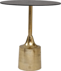 PTMD Lavina Ronde Bijzettafel - H40xØ48 cm - Glas - Goud/Zwart