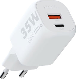 Xtorm 35W GaN² Ultra Adapter - Oplader - Dubbele poort USB-C en USB-A - Wit