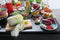 CABANAZ - bord, keramiek, FONDUE PLATE, rood