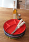 CABANAZ - bord, keramiek, FONDUE PLATE, rood