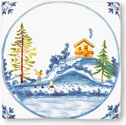 Cabin in the Woods | Huisje in het Bos | 10x10cm