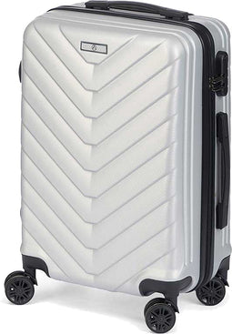 Cabine handbagage reis trolley koffer Pyramid - zwenkwielen - 57 x 38 x 23 cm - 48 liter - zilvergrijs - cijferslot - dubbel hengsel