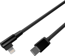 Cable Expert Haakse 8-pins laad- & datakabel, 0.2 m, zwart voor gimbals, lightning naar usb-c