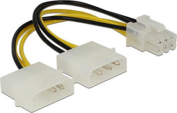 Cablexpert PCIe 6-pins (m) - 2x Molex 4-pins (m) voedingsadapter - 0,15 meter