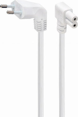 Cablexpert Stroomkabel met C7 / 8-vormige plug - haaks / Wit 2,5 M