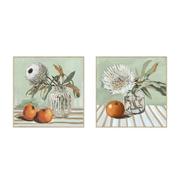 Schilderij Home ESPRIT Geel Wit Rood Groen Cottage 83 x 4,5 x 83 cm (2 Stuks)