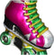 Cactula glazen kerst ornament vintae roller skate rolschaats Roze 9 x 10 cm