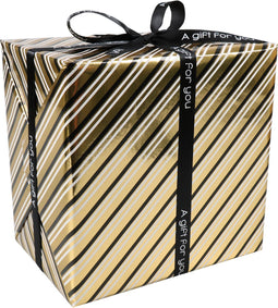 Cadeaupapier | 30cm | 200m | Party stripe | zwart/goud