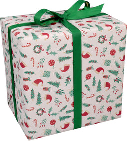 Cadeaupapier | 50cm | 100m | 65gr/m² | Jolly christmas | wit/rood/groen