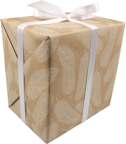 Cadeaupapier | 50cm | 200m | 60gr/m² | Naturals veren | naturel/wit