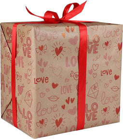 Cadeaupapier | 50cm | 200m | 70gr/m² | Love Notes | bruin