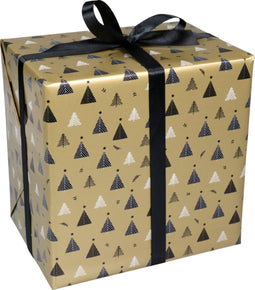 Cadeaupapier | 50cm | 200m | 80gr/m² | Christmas Trees | goud/zwart