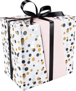 Cadeaupapier | 50cm | 200m | 80gr/m² | Confetti | zilver/goud/zwart