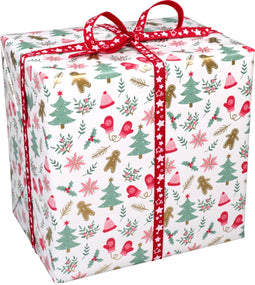 Cadeaupapier | 50cm | 200m | 80gr/m² | Jolly christmas | wit/rood/groen