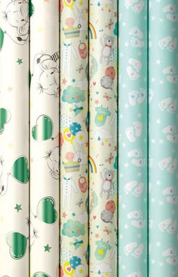 Cadeaupapier Baby - set van 3 rollen assorti - Inpakpapier - geschenkpapier - Baby