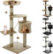 Cadoca Kattenboom beige met 3 kijkplekken, 1 grot, 2 speelballen en één touw