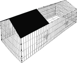 Cadoca Konijnenhok/ Vrijloophok/ Knaagdierhok - 180x75x75cm - incl. zonnescherm - Zwart