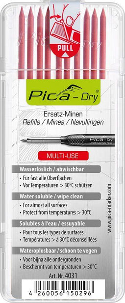 Pica 4031 - Navulling markeerpotlood - Set van 10 - Rood