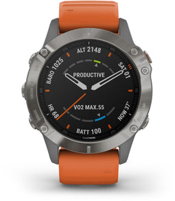Garmin fēnix 6 - Smartwatch - GPS multi-sport met muziek - Grijs (Oranje)