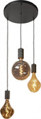 Calex Retro Plafondlamp - 3x E27 - Hanglamp Industrieel - Ø40cm Pendellamp Rond - Zwart