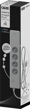 Calex Slimme Stekkerdoos - Smart Wifi Contactdoos - 4-voudig met 2x USB-A (België /FR - penaarde) - Elke stekker apart bestuurbaar via Wifi - 1.8 meter - Grijs
