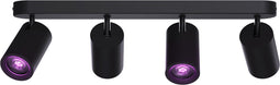 Calex Smart Plafondlamp - 4-Lichts - Slimme Opbouwspot - Ovaal - Zwart