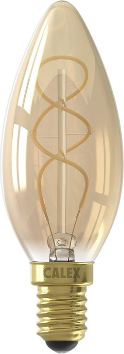 Calex Spiraal Filament LED Lamp - E14 - B35 Kaars Lichtbron Goud - 2.5W - Dimbaar