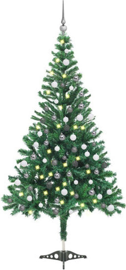 vidaXL - Kunstkerstboom - met - verlichting - en - kerstballen - 230 - takken - 120 - cm