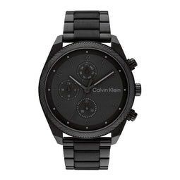 Calvin Klein CK25200359 Impact Heren Horloge - Mineraalglas - Staal - Zwart - 44 mm breed - Quartz - Vouw/Vlindersluiting - 3 ATM (spatwater)