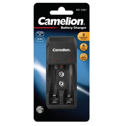 Camelion plug-in charger BC-1001A for 1-2 AA or 1-2 AAA or 1x 9V block Ni-MH batteries