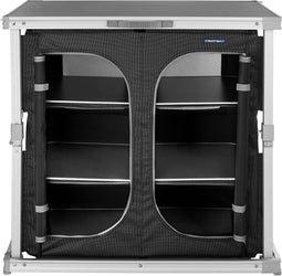 Campart Campingkast Groot KI-0758 – Opvouwbaar en verstelbaar - 4 verstelbare poten - 3 lagen - Aluminium frame - Grijs