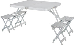 Campart Campingtafel TA-0875 - Picknicktafelset 4 personen - Picknick tafel inklapbaar en gemakkelijk mee te nemen - Weerbestendig - Wit