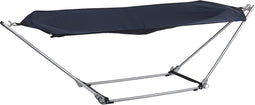 Campart Hangmat met Standaard BE-0640 - Opvouwbaar en lichtgewicht - Stalen Frame - Draagvermogen 150 kilo - inclusief Opbergtas - Blauw