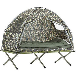 Campingbed OGS32-TN Verhoogd met dak - SoBuy - Opvouwbaar 4in1 - Max. belasting 114 kg - Camouflage