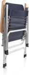 Campingstoel Campart CH-0623 – Stoel opvouwbaar - Aluminium bootstoel met houten armleuning - Lichtgewicht - Extra breed zitvlak - Blauw