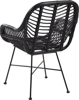 CANORA - Eetkamerstoel - Zwart - Rotan