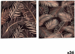 Canvas Blad van een plant Zwart 1,5 x 28 x 28 cm (36 Stuks)