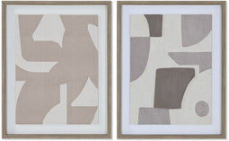 Canvas Home ESPRIT Beige Grijs Abstract Modern 40 x 3 x 50 cm (2 Stuks)